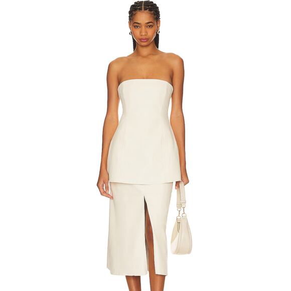 WeWoreWhat Faux Leather Strapless Top in Ecru NWT Size 4 - Picture 4 of 4